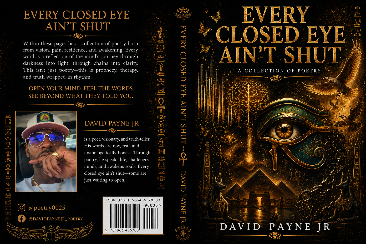 Every Closed Eye Ain't Shut poetry book cover by David Payne Jr.